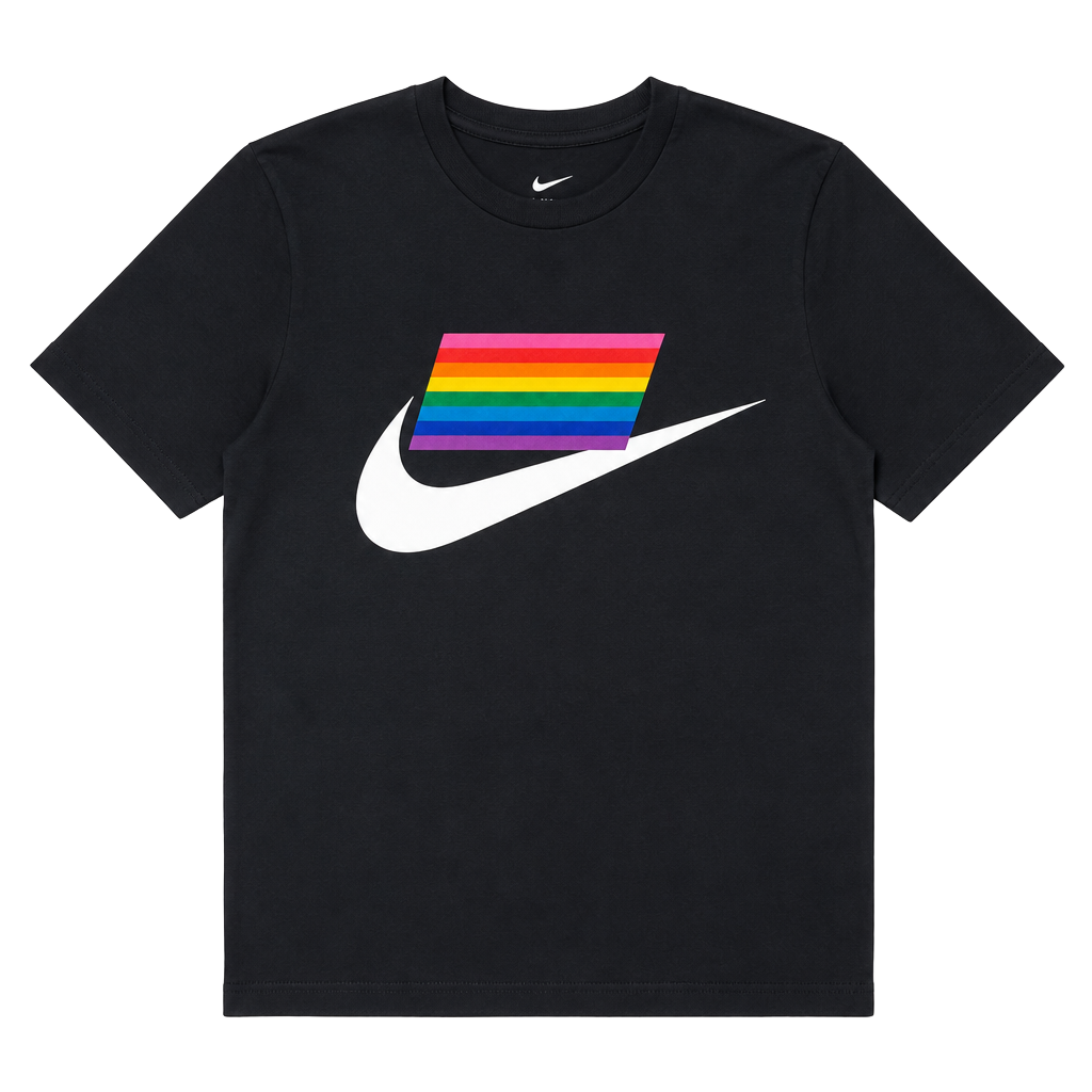 Nike BeTrue Pride Rainbow Swoosh T-Shirt Black Men’s Small LGBTQ Tee 1