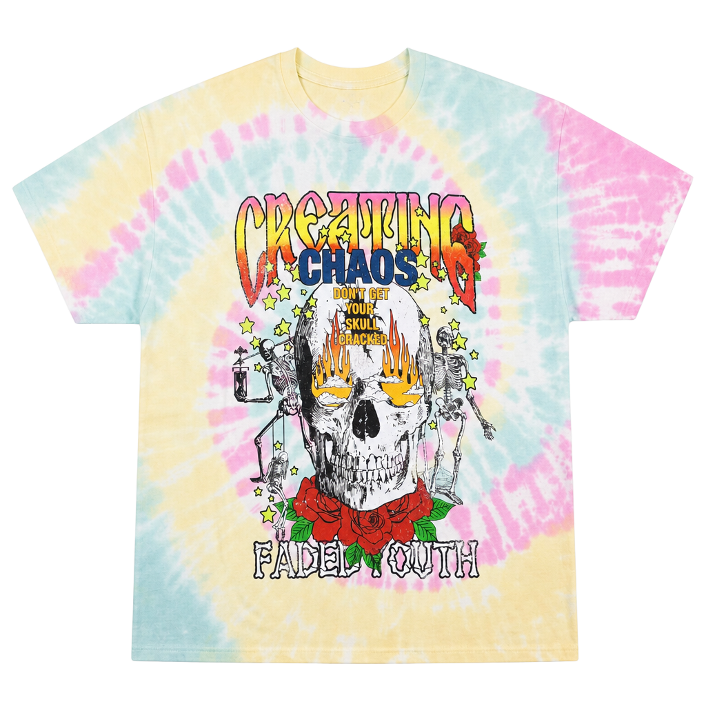 mnml Creating Chaos Skull Faded Youth Tie Dye Graphic T-Shirt 1