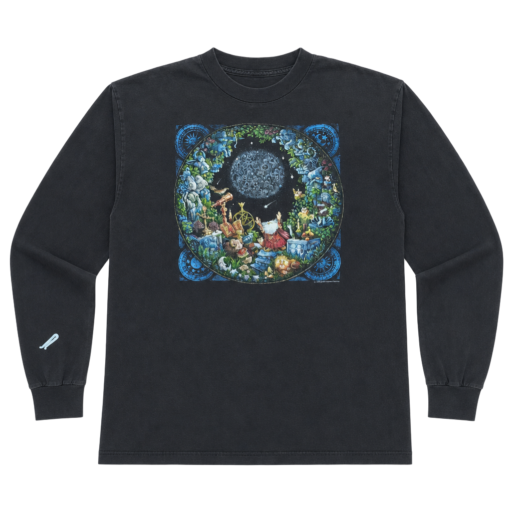 Vintage 1998 Bill Bell Astrologer Wizard Long Sleeve Graphic T-Shirt 1