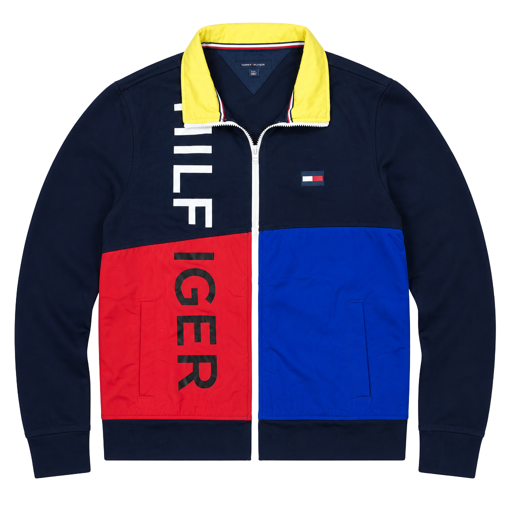 Tommy Hilfiger Full Zip Jacket Size L Color Block Spell Out 1