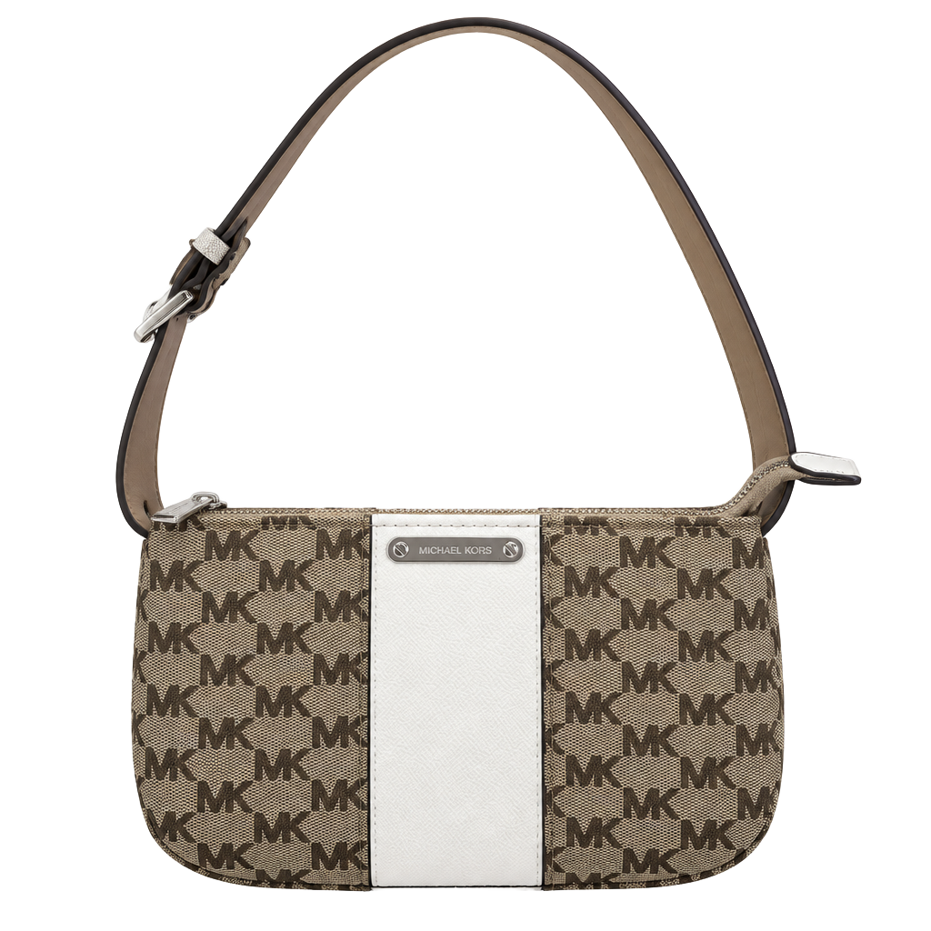 Michael Kors MK Signature Logo Belt Bag Fanny Pack Brown Beige White S/M 1