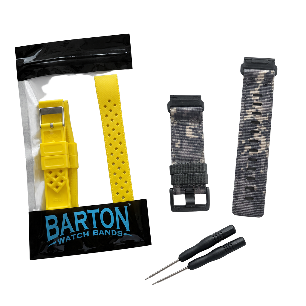 Barton Watch Bands 18mm Yellow Silicone Quick Release Strap and camo band 1