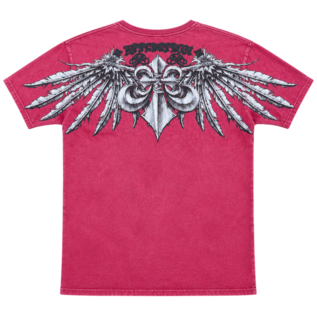 Affliction Graphic T-Shirt Size XL Red Fleur-de-lis Wing Cross Y2K Grunge 1