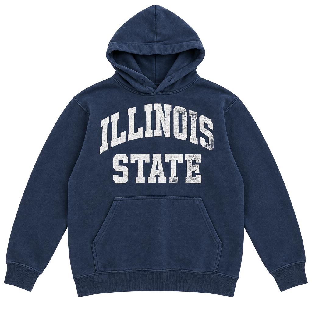 Gildan Illinois State Heavy Blend Hoodie Navy Blue 1