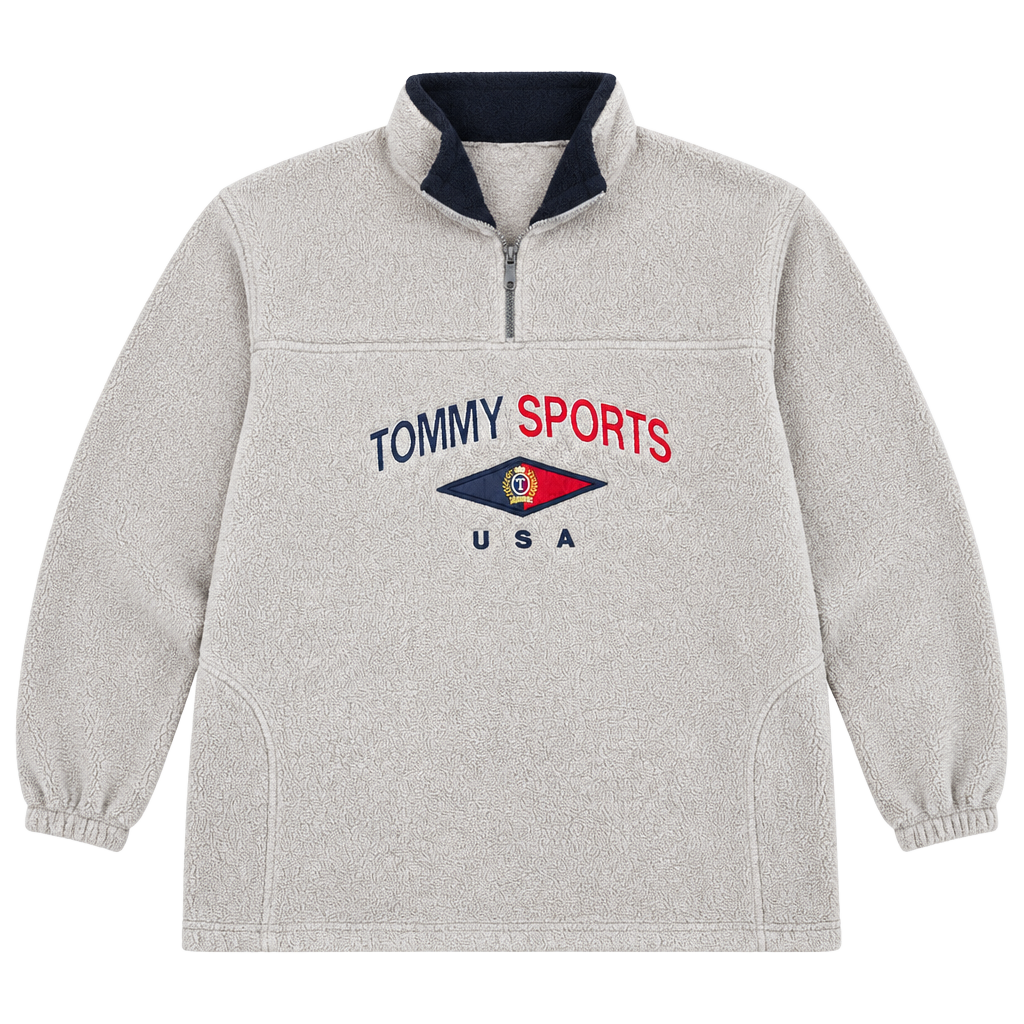Vintage Tommy Sports Quarter Zip Fleece Beige 1