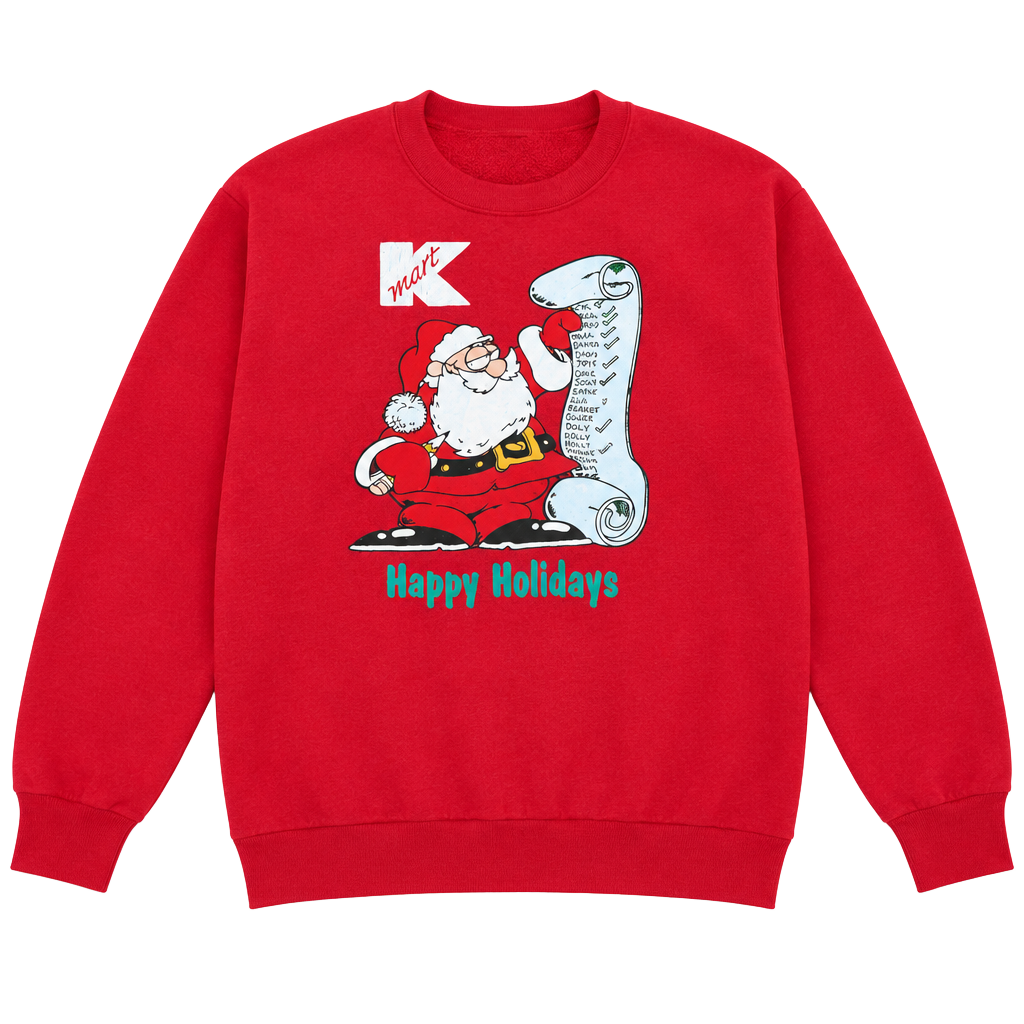 Vintage Kmart Santa Happy Holidays Christmas Sweatshirt Red 1