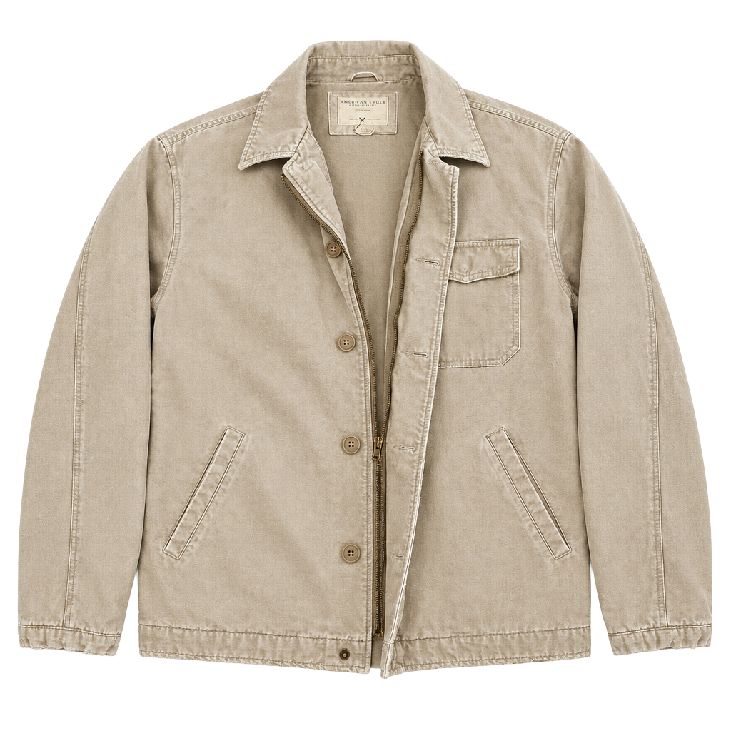 American Eagle Outfitters Canvas Jacket Size L Tan Utility Workwear 1