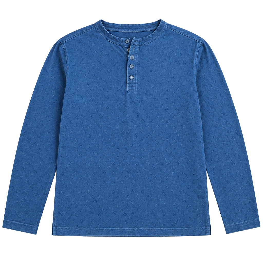 Gap Long Sleeve Henley Size M Blue Cotton Shirt 1