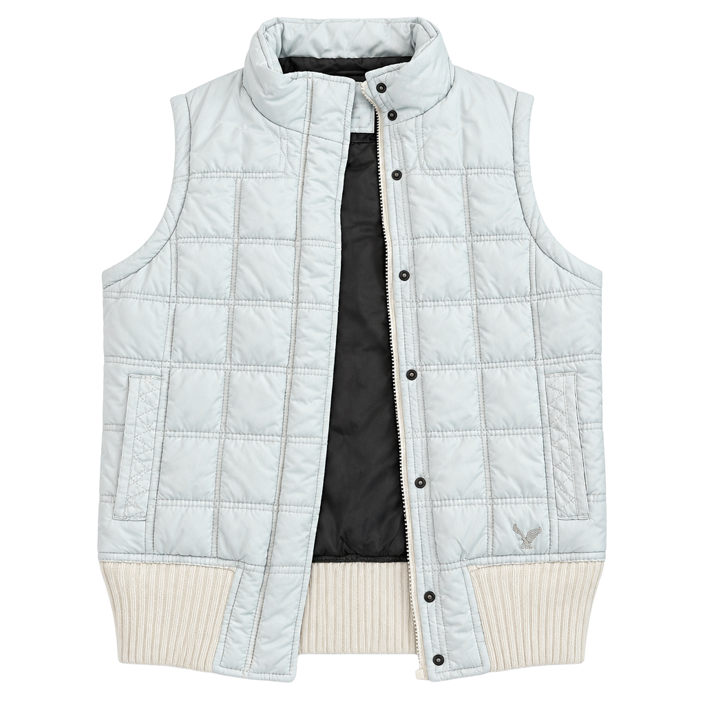 American Eagle Outfitters Quilted Puffer Vest Size S White NEEDS ZIPPER 1