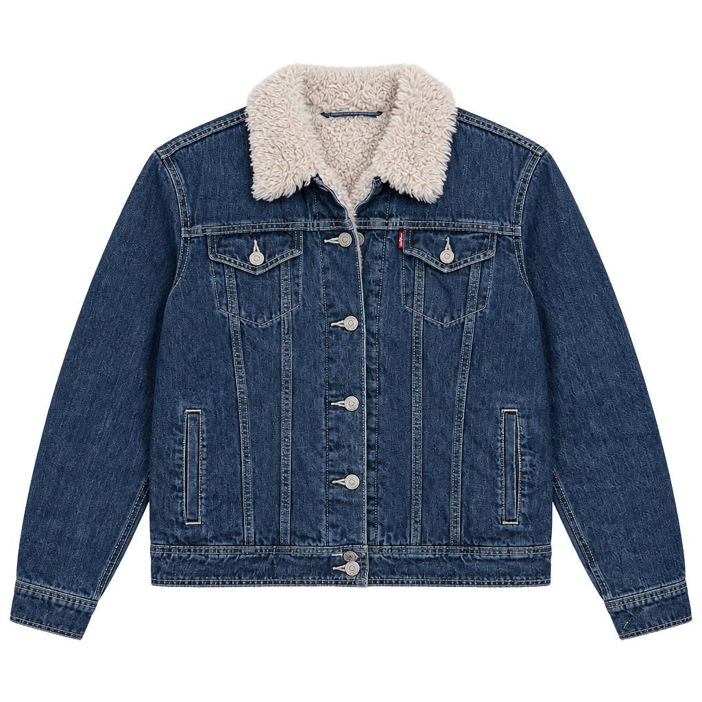 Levi's Original Sherpa Trucker Jacket Size XL Blue Denim Winter Coat 1