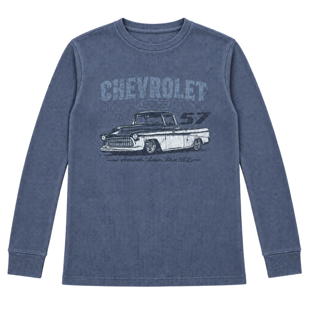Chevrolet 57 Truck Thermal Long Sleeve Shirt Grey 1