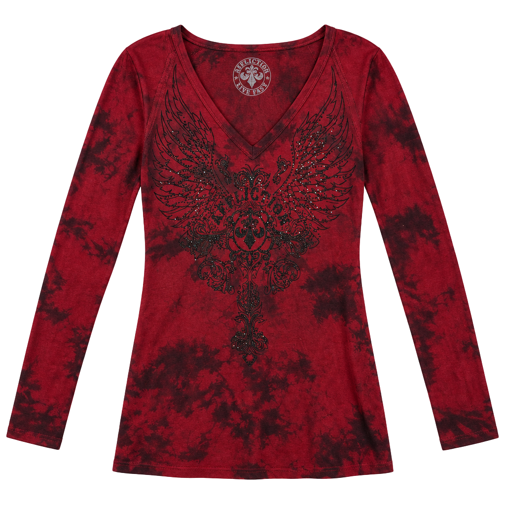 Affliction Live Fast Hoodie Size Medium Red Black Tie Dye Rhinestone 1