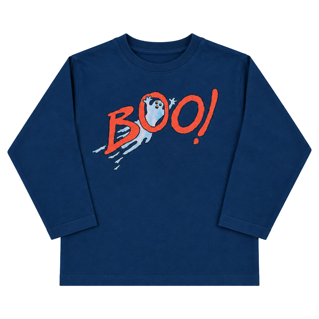 Chaus Sport Halloween Boo Ghost Embroidered Shirt Size L Black 1