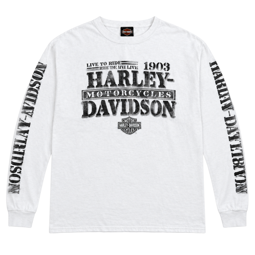 Harley-Davidson Long Sleeve T-Shirt Size L White Oconomowoc WI 1