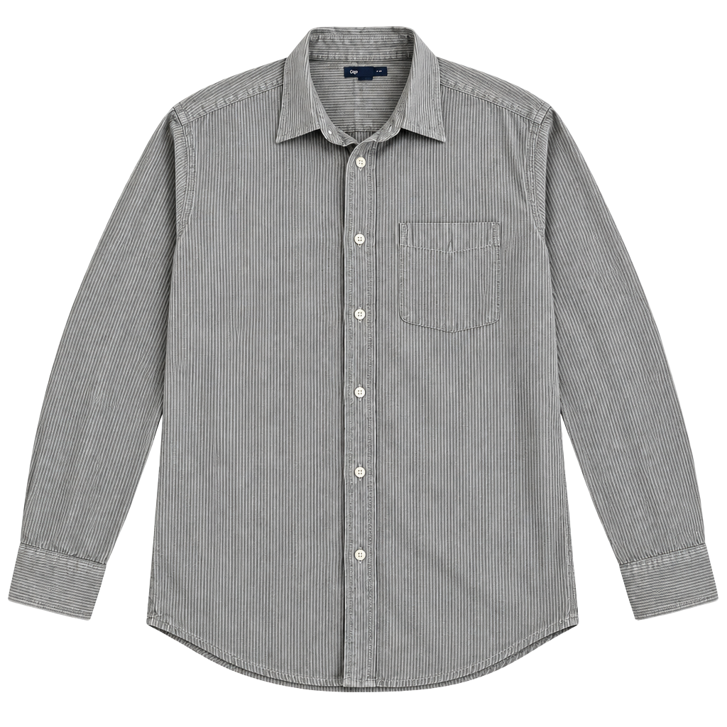 Gap Long Sleeve Button Up Shirt Size M Striped Gray Pocket Casual 1