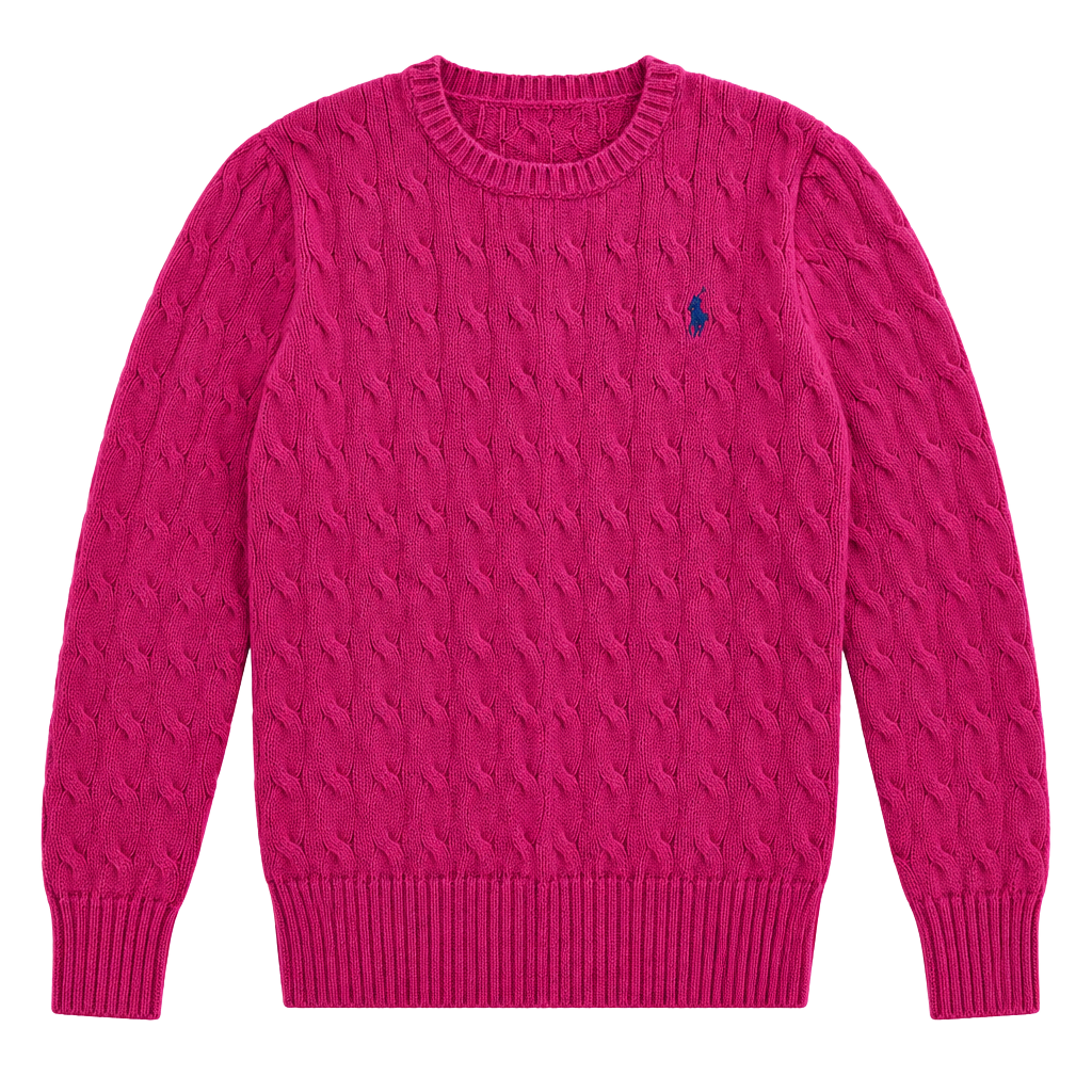 Polo Ralph Lauren Cable Knit Sweater Size M (10-12) Pink Cotton 1