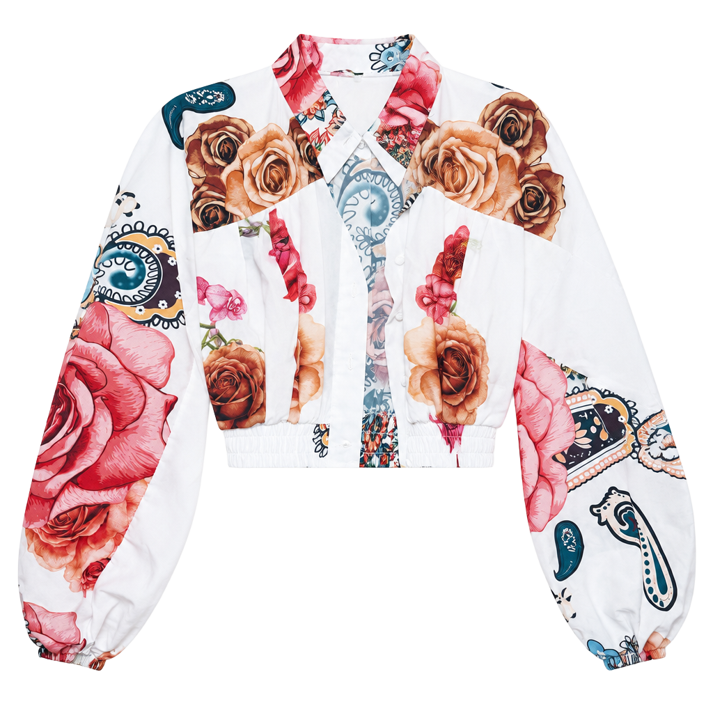 Burj De Couture Jacket Size 38 Floral Crop Top 1