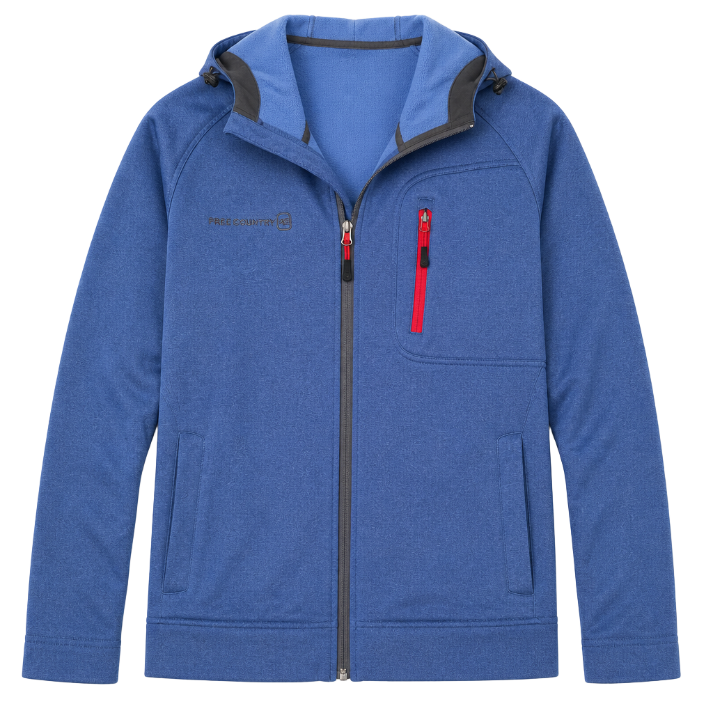 Men’s Free Country Fleece Zip Hoodie Size Large Blue 1