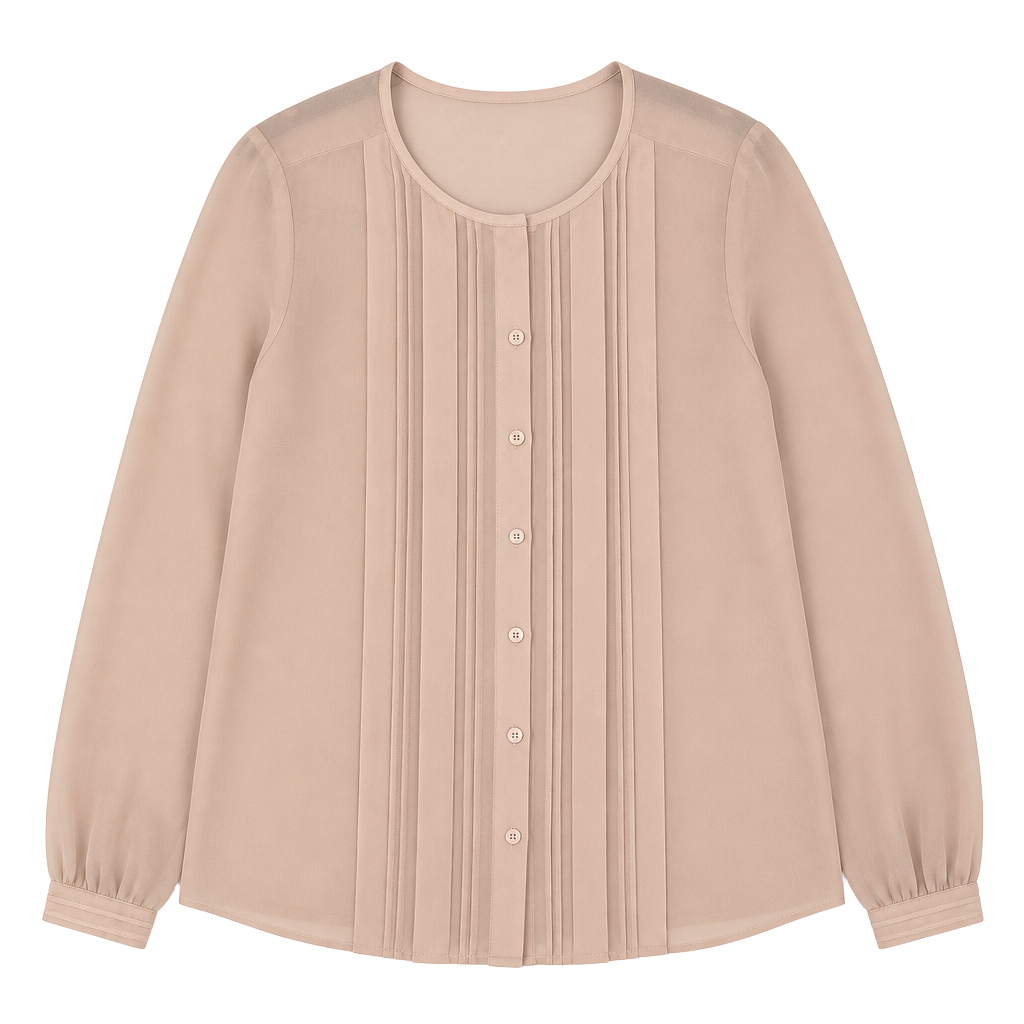 Ann Taylor Loft Pleated Button Front Blouse Size S Pink Long Sleeve 1