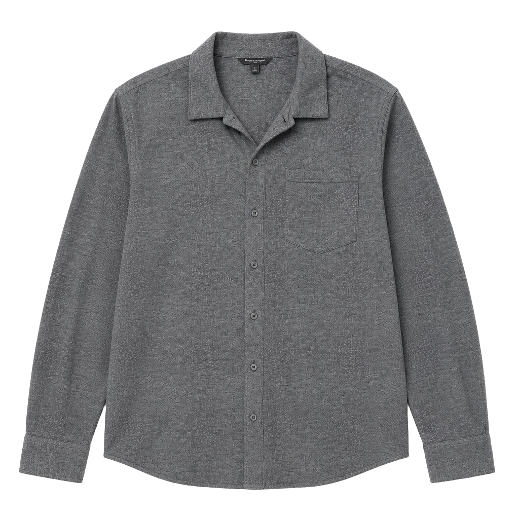 Banana Republic Knit Shirt Size L Gray Long Sleeve Pocket Button-Up 1