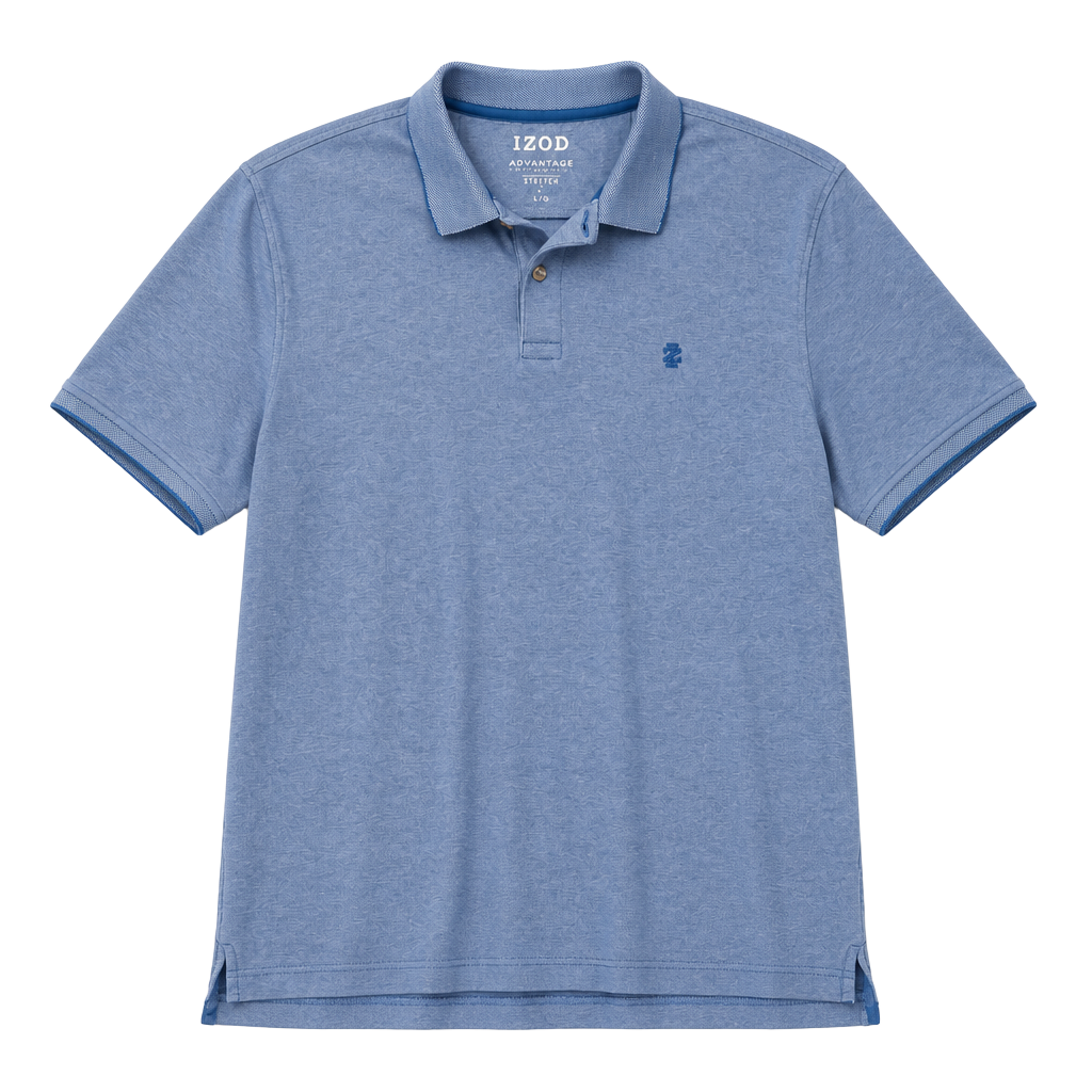 IZOD Advantage Performance Polo Shirt Size L Blue Stretch 1