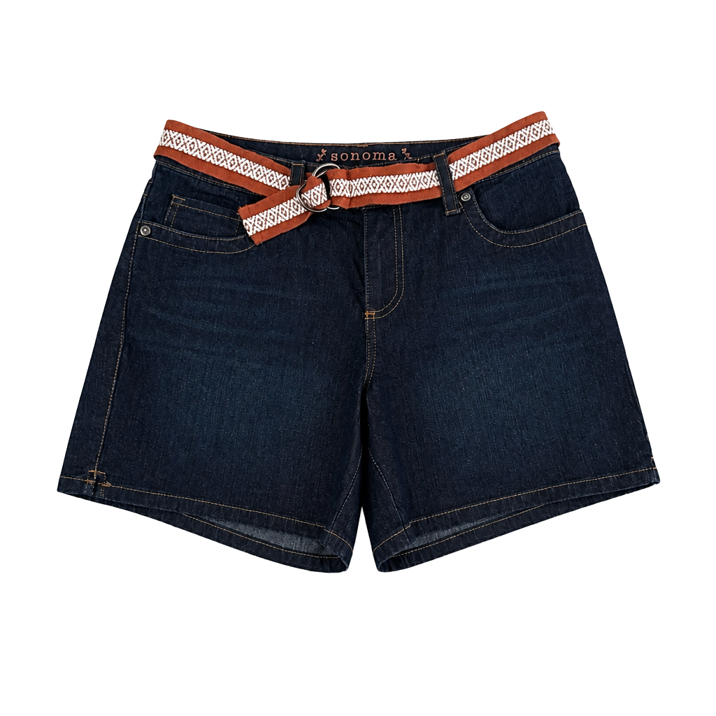Sonoma Life + Style Modern Short Dark Wash Denim Shorts with Belt Size 4 1