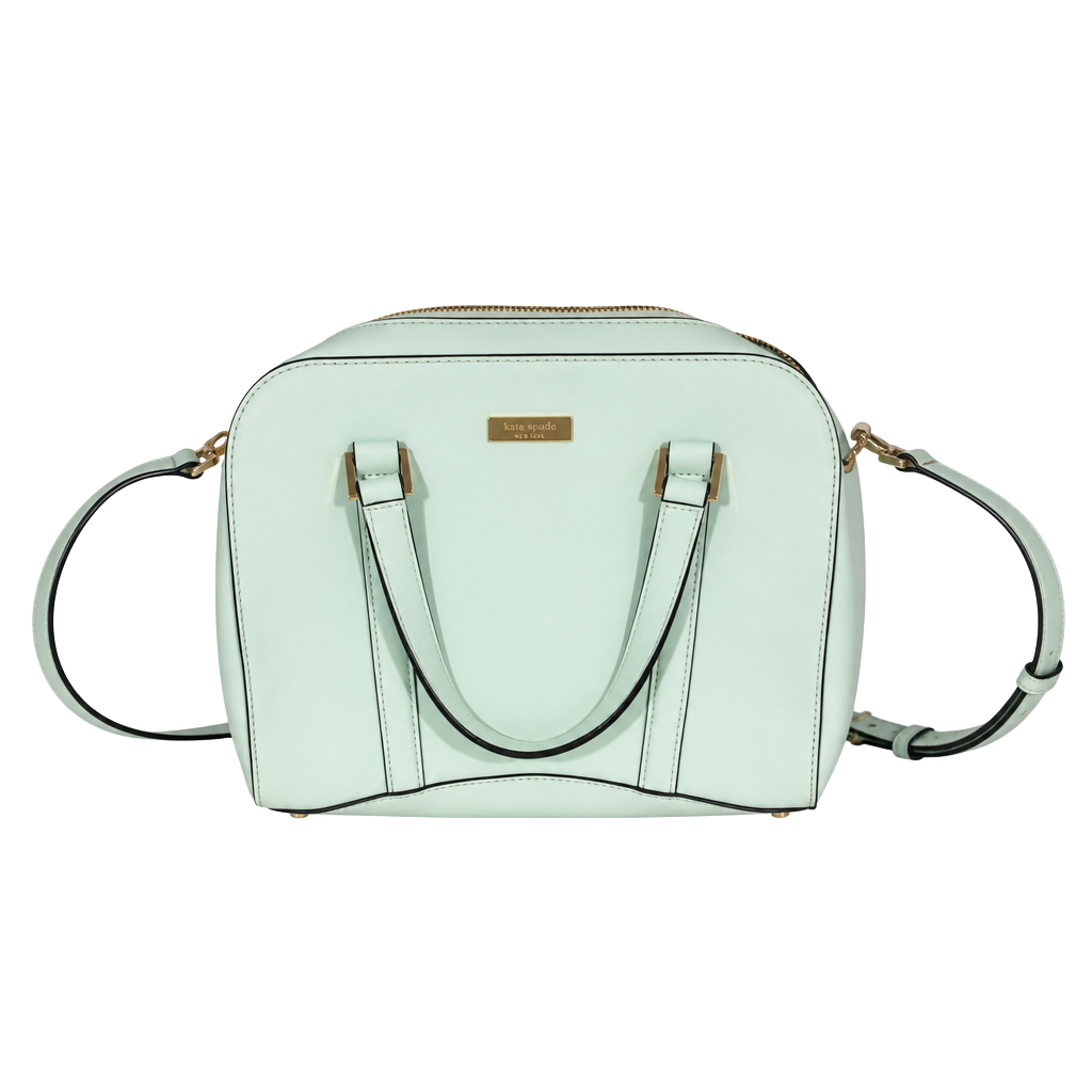 Kate Spade Small Riverside Felix Robins Egg Blue Leather Cross Body Bag. 1