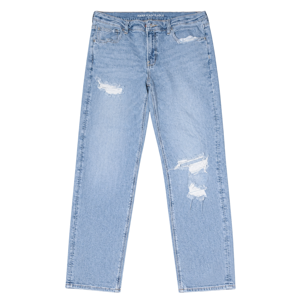 American Eagle Women's Stretch Distressed High-Rise Straight Leg Jeans Size 16 Long 1
