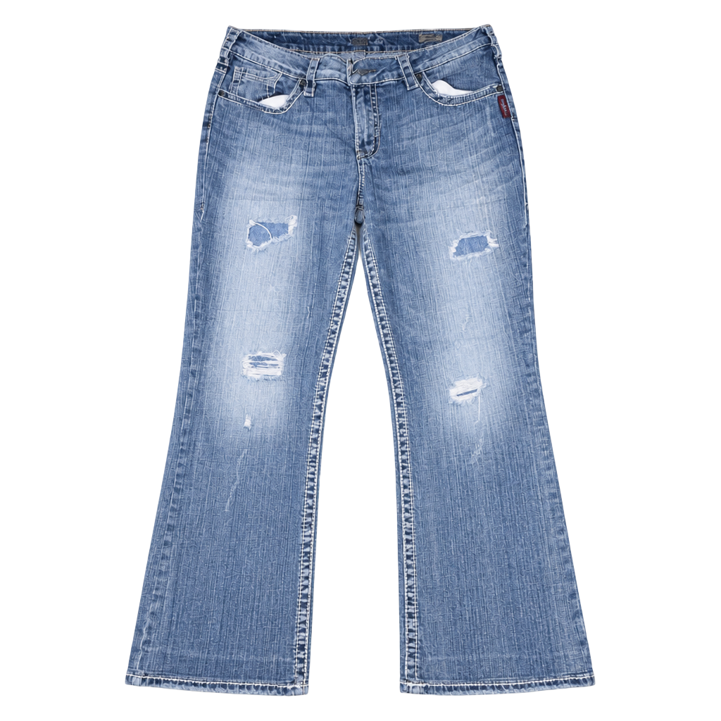 Silver Jeans Co. Women's Tuesday Bootcut Distressed Medium Wash Jeans 1