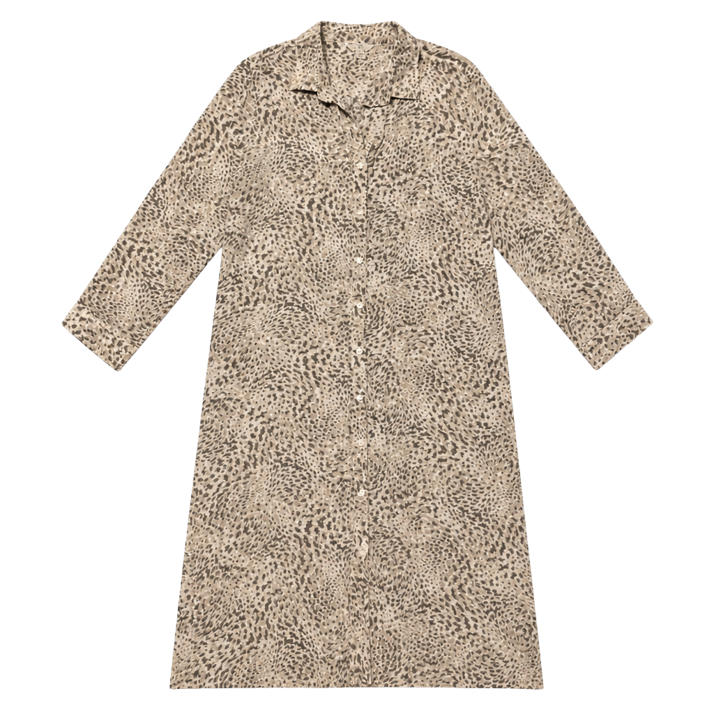 Time and Tru Leopard Shirt Dress Size L (12-14) Midi Button-Front 1