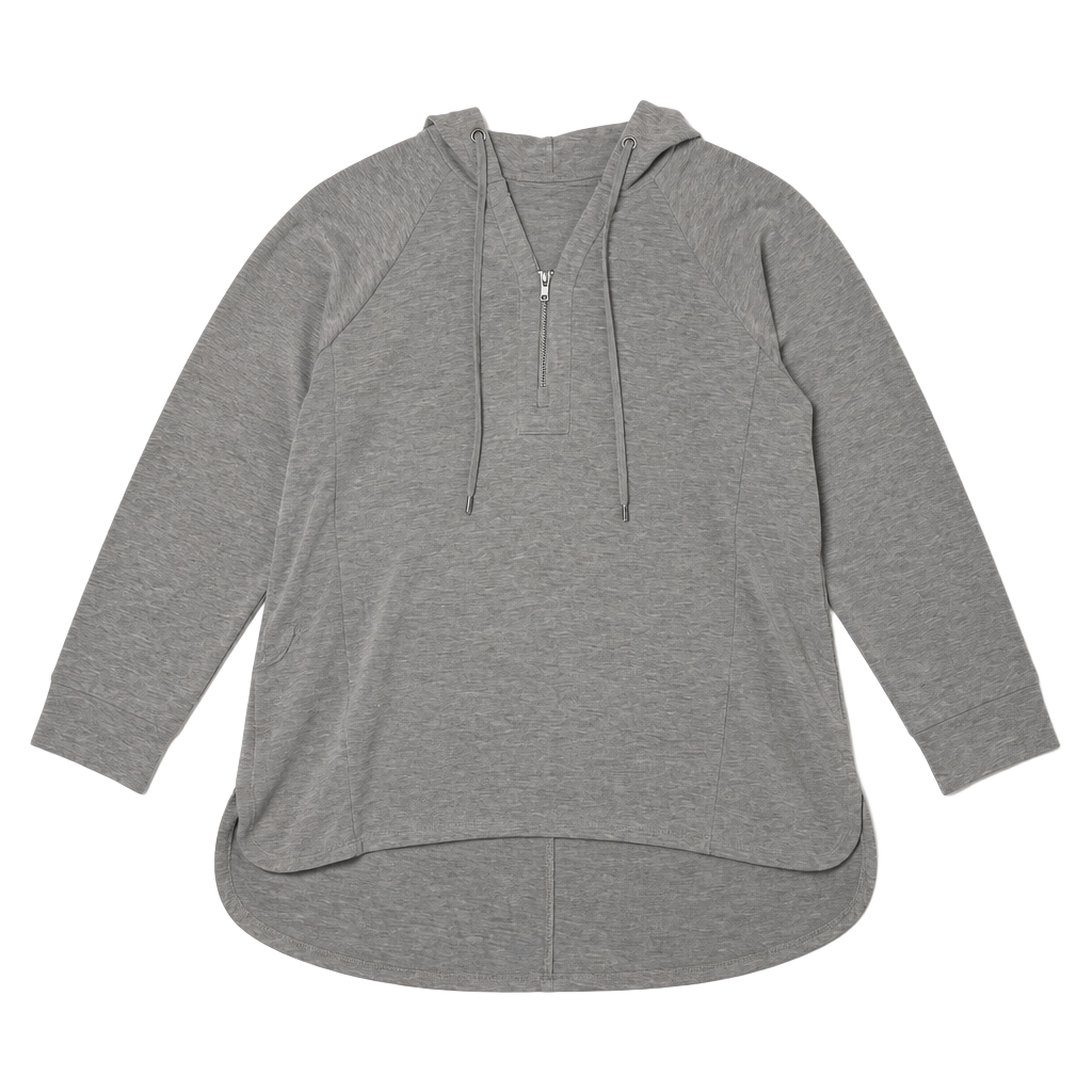 Cable & Gauge Woman Hoodie Size 1X Gray Quarter Zip Sweatshirt 1
