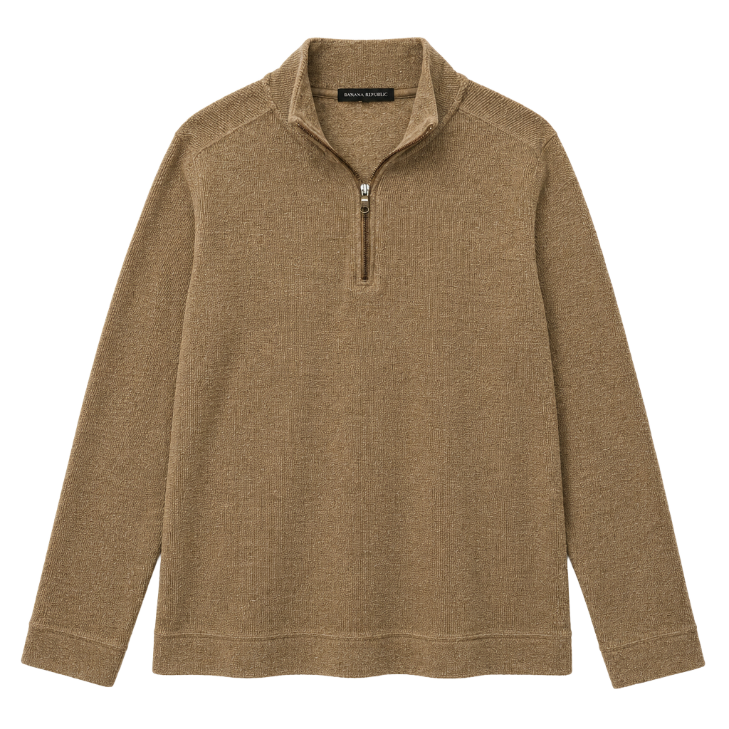 Banana Republic Quarter Zip Sweater Size L Brown Knit Pullover 1