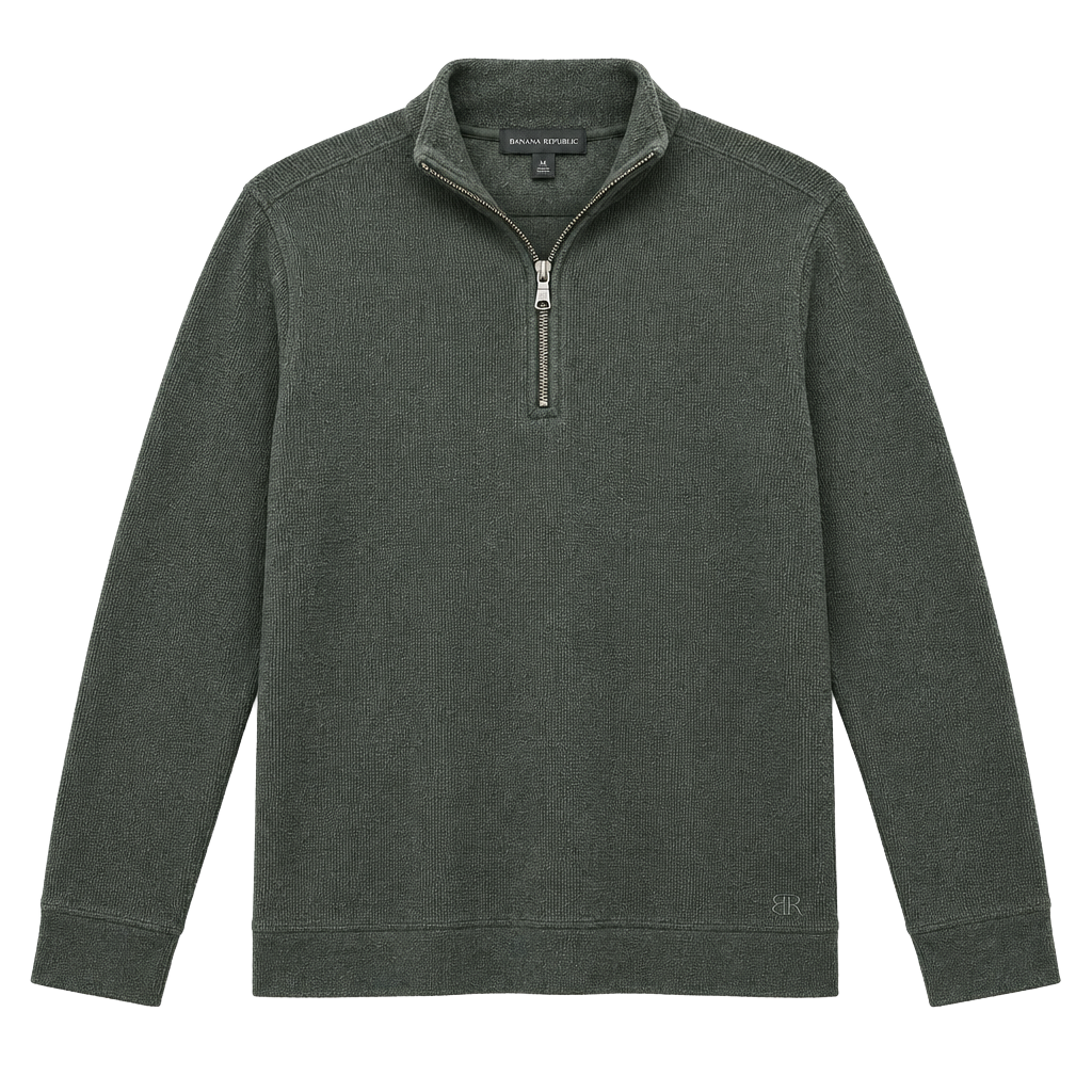 Banana Republic Quarter Zip Sweater Size M Green 1
