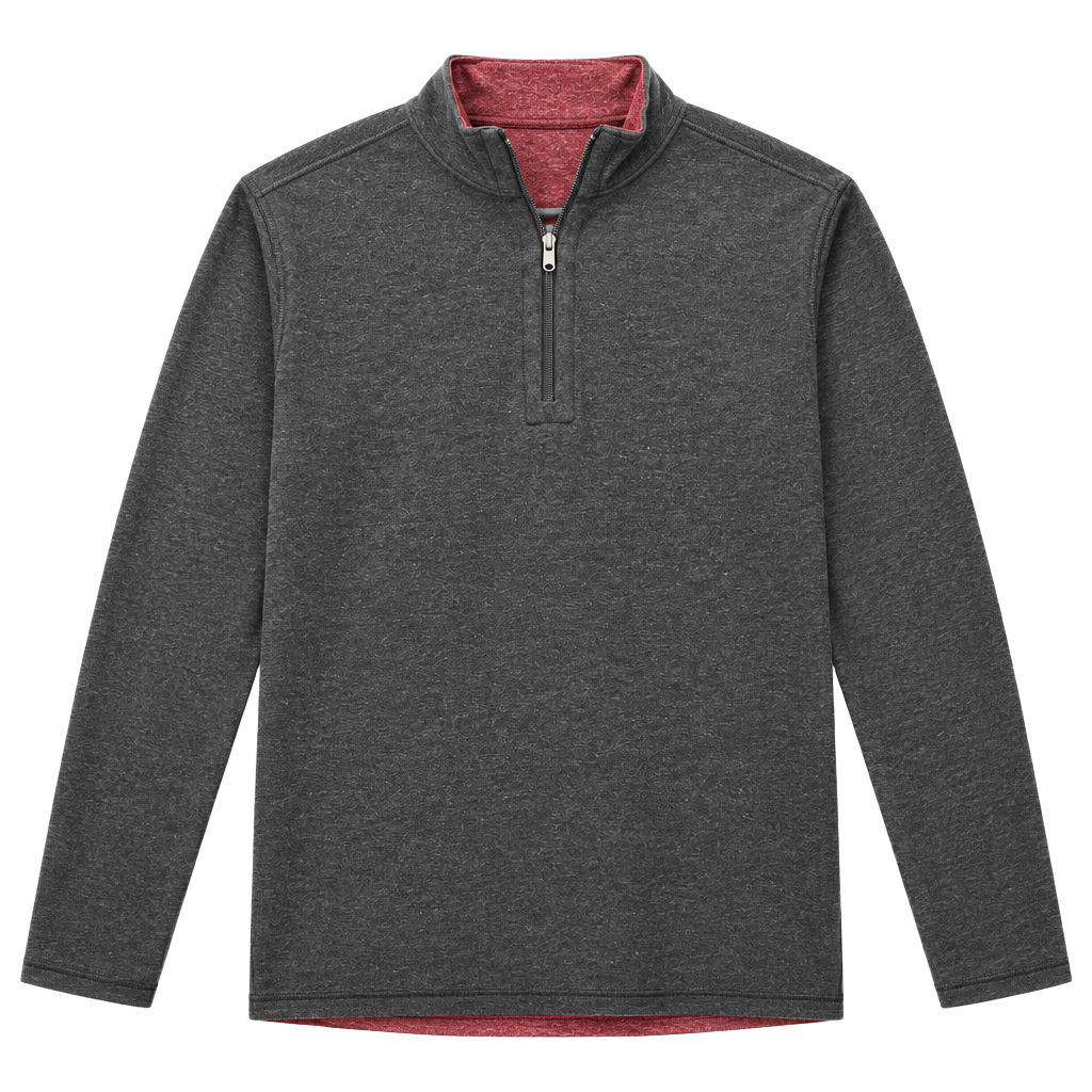 Roundtree & Yorke Half Zip Sweater Size M Gray Reversible Pullover 1