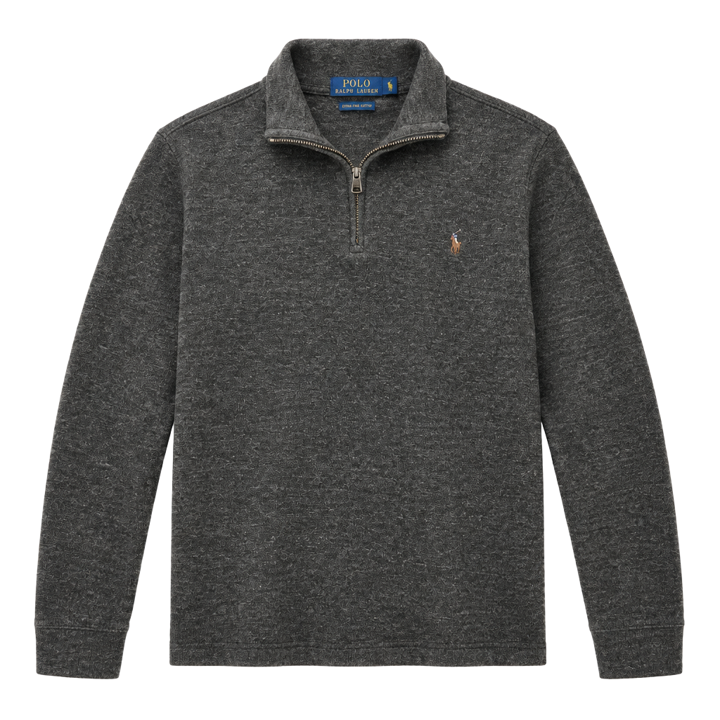 Polo Ralph Lauren Estate Rib Quarter Zip Pullover Size L Gray 1