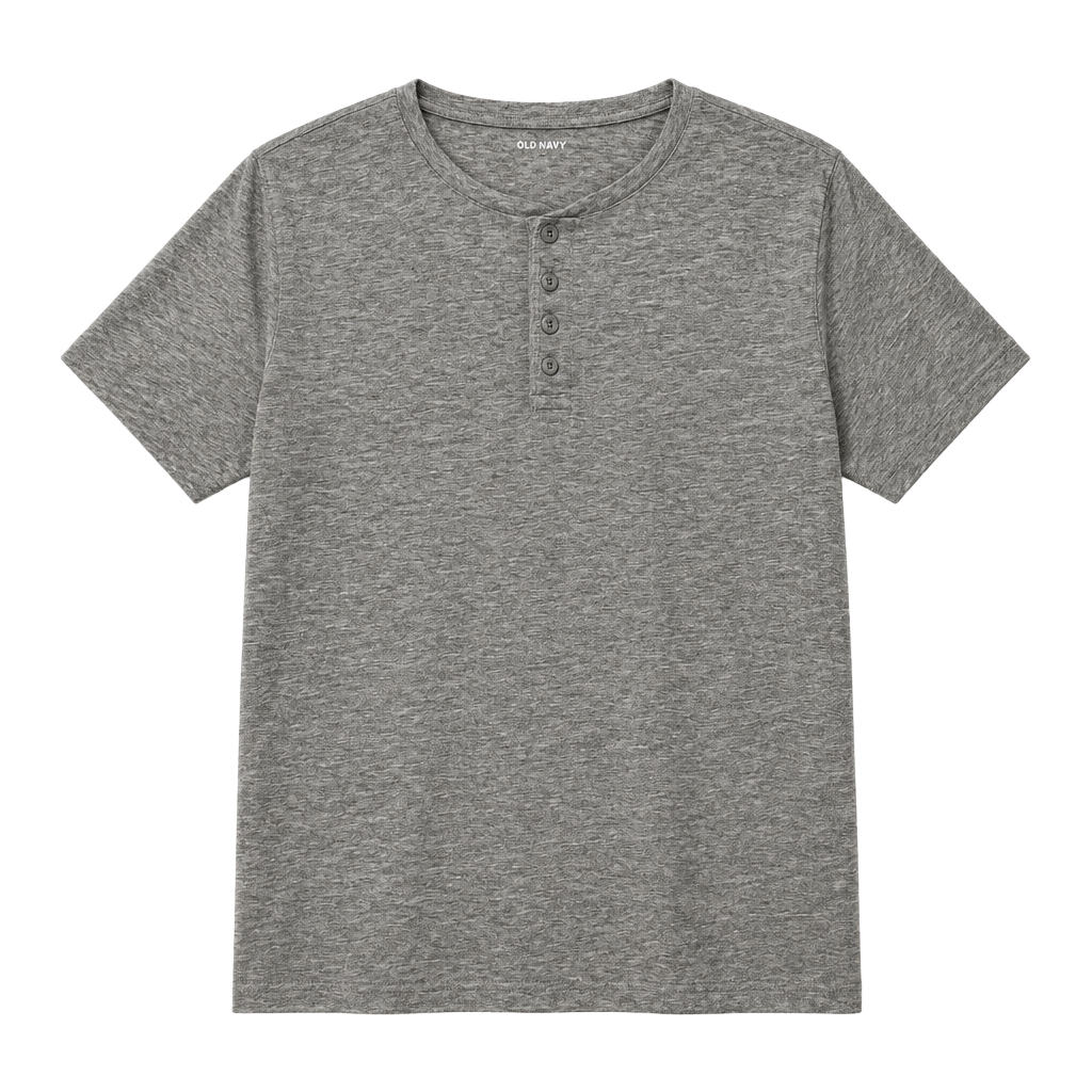 New Old Navy Mens Short Sleeve Soft Washed Henley Tee T-Shirt -Medium - Gray 1