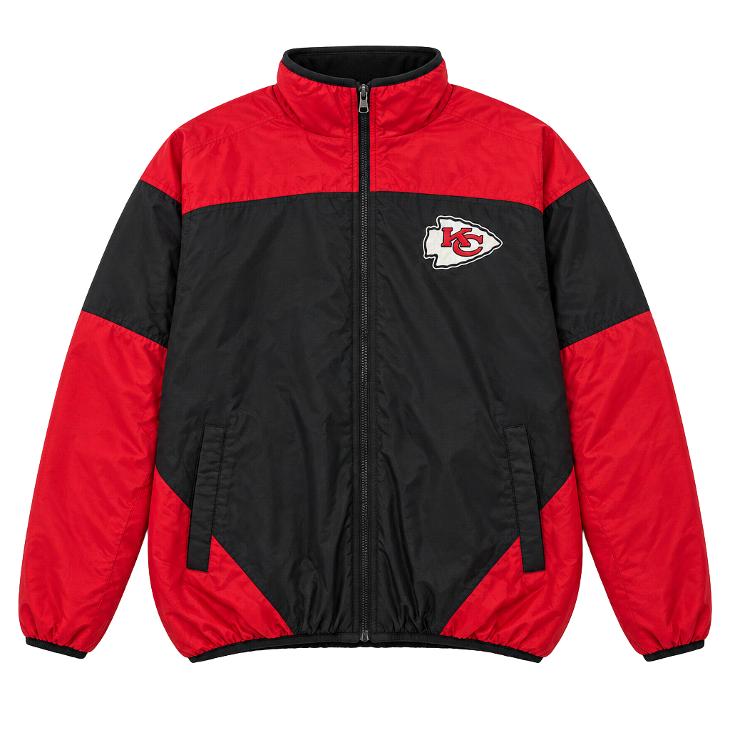 NFL Kansas City Chiefs jacket XXL red black embroidered logo reversible 1