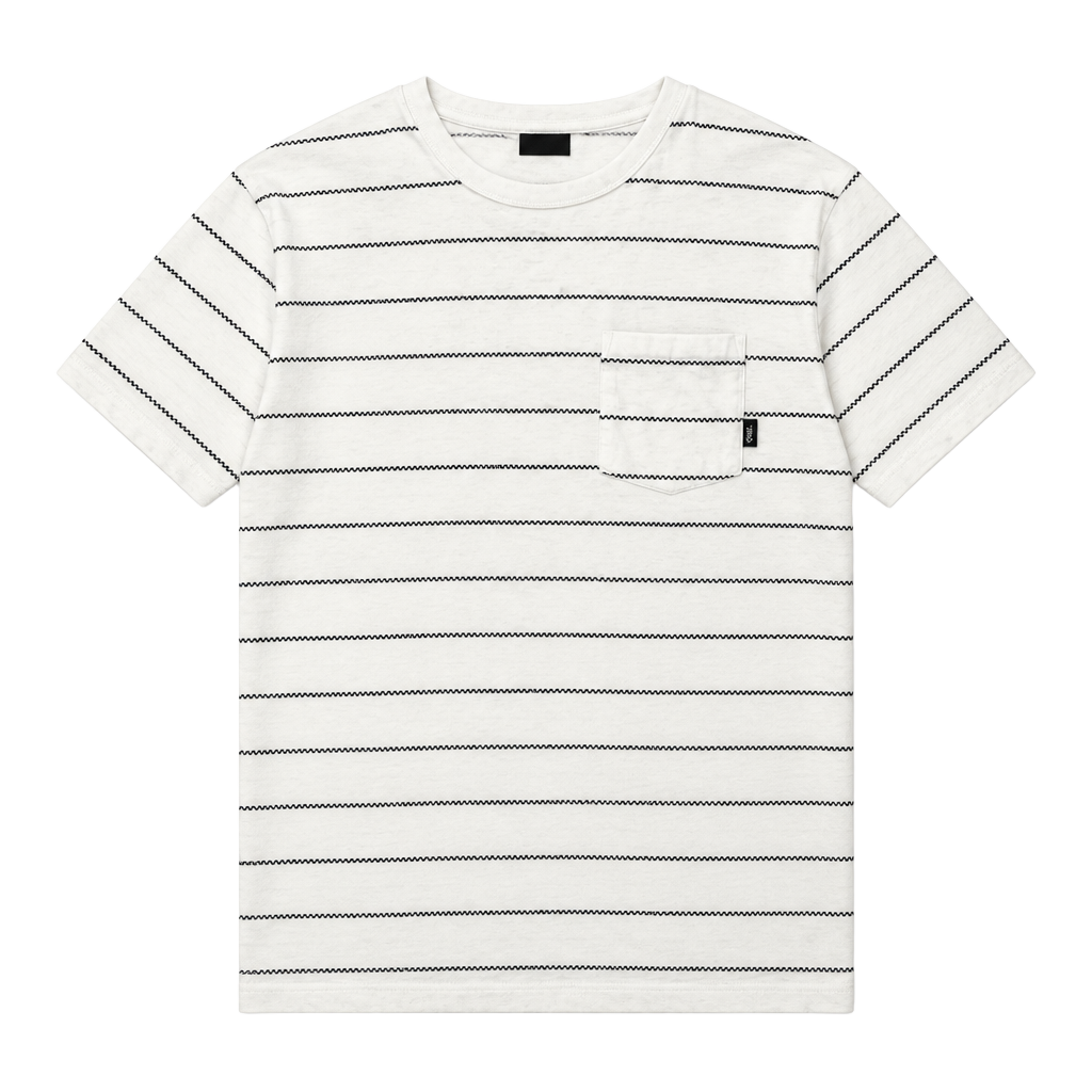 Vans Striped Pocket T-Shirt Size Large White Navy Short Sleeve 1