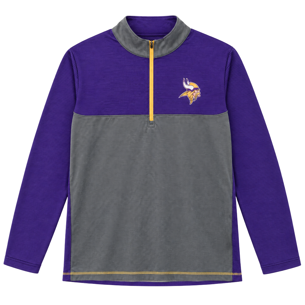 Nike Minnesota Vikings NFL 1/4 Zip Pullover Jacket Purple Gray 1