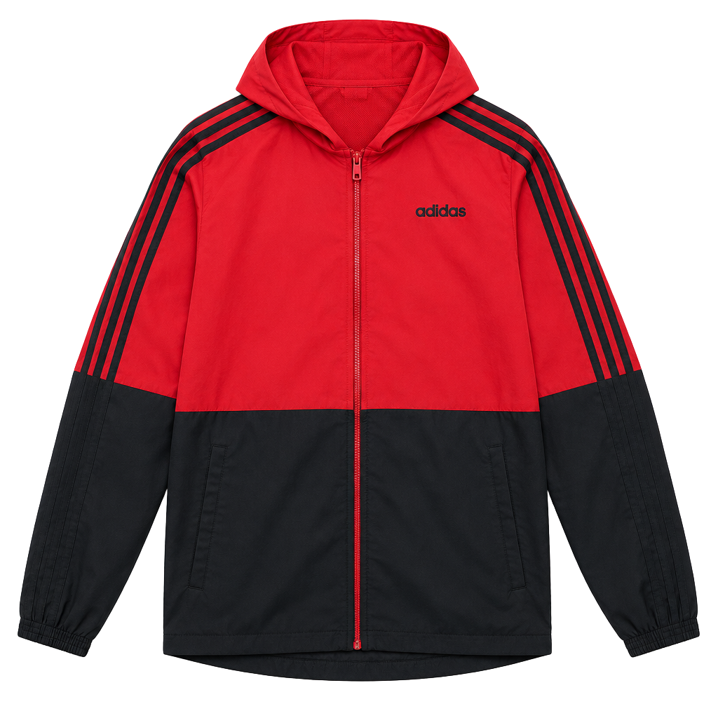 Adidas Full Zip Hooded Track Jacket Size M Red Black 1