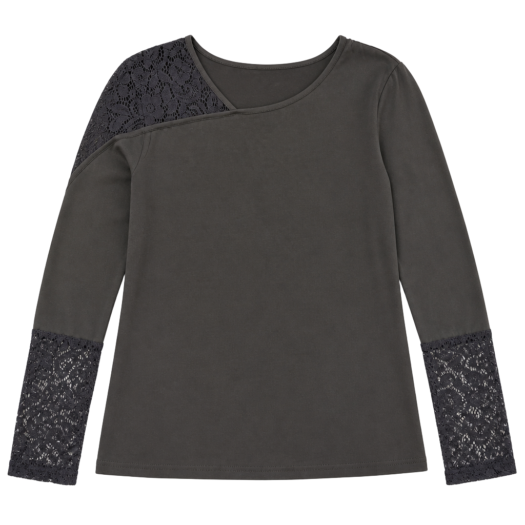Black Long Sleeve Top with Lace Detail Size XL more like Large 1