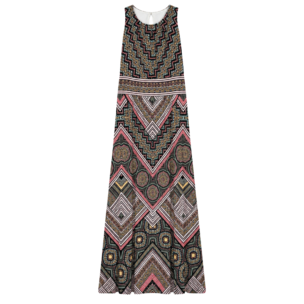 London Times Maxi Dress Size 10 Halter Geometric Print 1