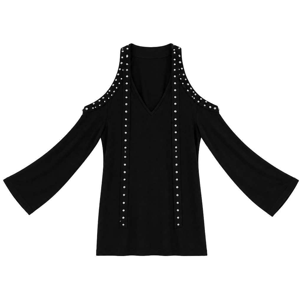 Michael Michael Kors Studded Cold Shoulder Top Black 1