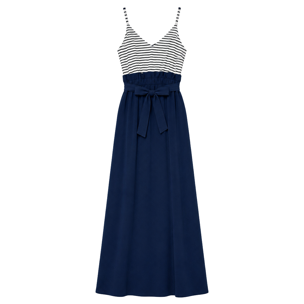 Moon River Jumpsuit Size L Striped Top Solid Blue Wide Leg Belted 1