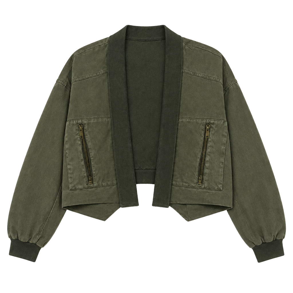 Young Fabulous & Broke Jacket Size M Green Bomber Crop 1