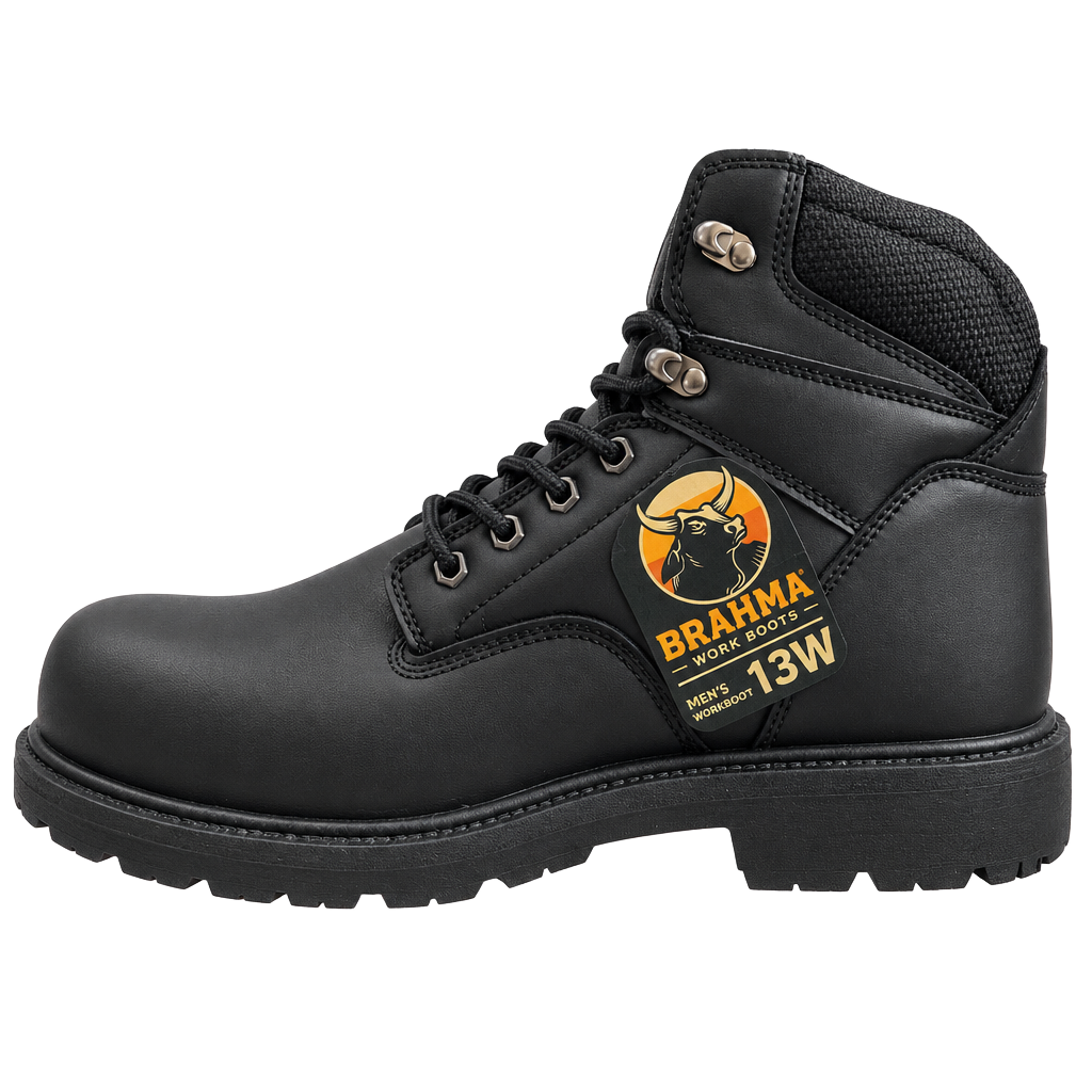 Brahma Gus 2.0 Steel Toe Work Boots Size 13W Black Leather NEW 1