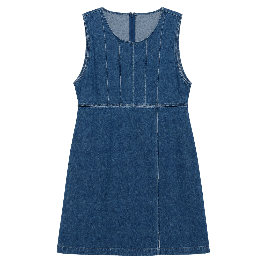 Premier International Denim Dress Size L Blue Cotton Sleeveless 1