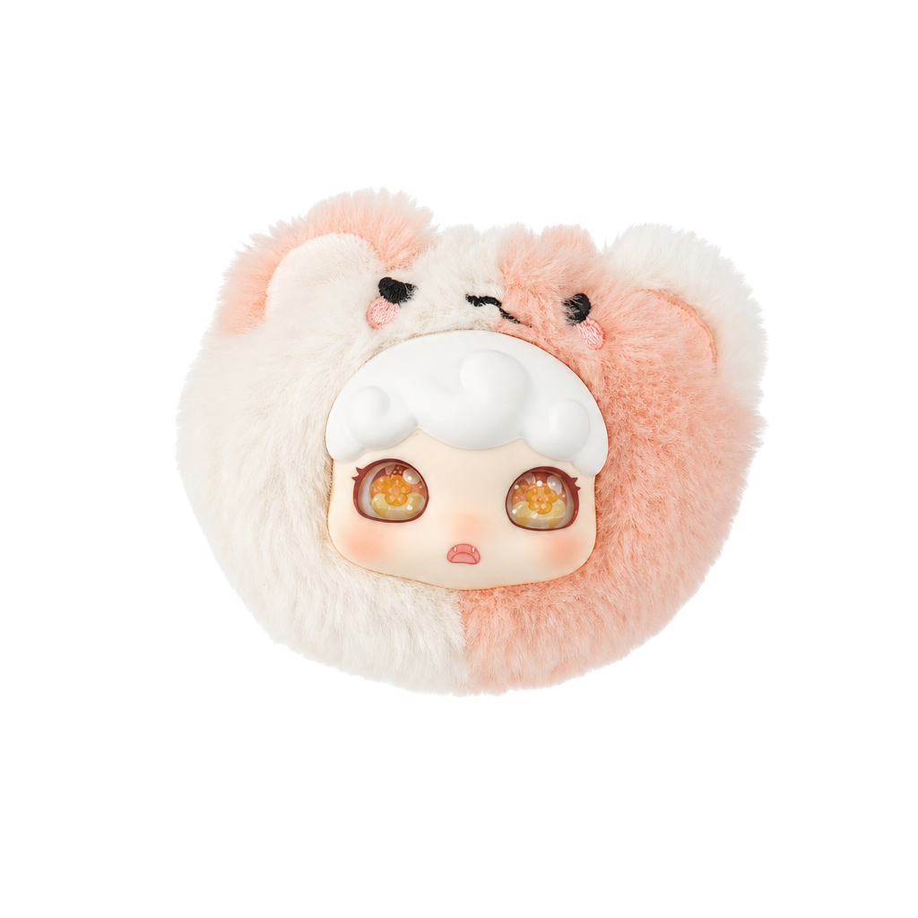 DOMI PinPin World Series Pink and White Bear Plush Pouch Keychain 1
