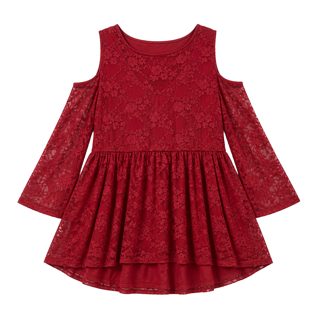 Torrid Red Stretch Lace Cold Shoulder Babydoll Blouse Size 1 1