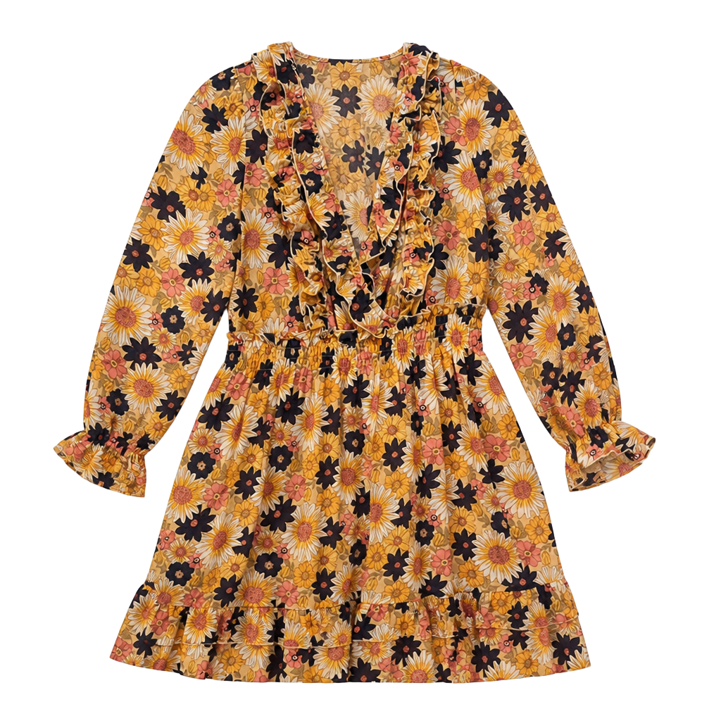 Forever 21 Long Sleeve Ruffle Dress Size 0X 1